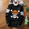 Striped Pullover Fleece Sweatshirt One Piece Fleece Luffy Law Whitebeard Pirate Skull Casual Jersey Long Sleeve Sweat Shirt Coat