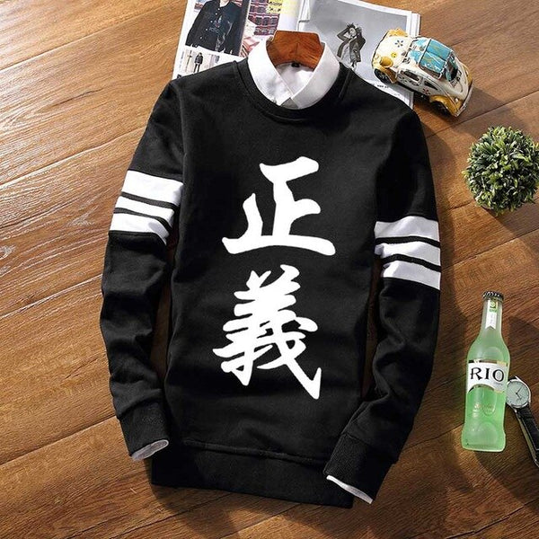 Striped Pullover Fleece Sweatshirt One Piece Fleece Luffy Law Whitebeard Pirate Skull Casual Jersey Long Sleeve Sweat Shirt Coat - one-piece-stores